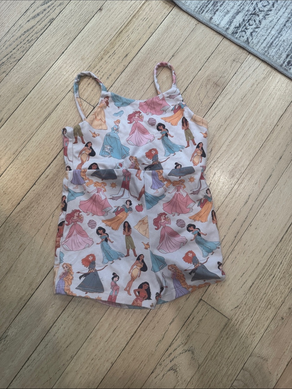Girls Pink Disney Princess Print Romper
